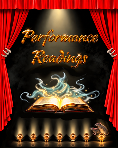 Performance readings and ghost tale logos