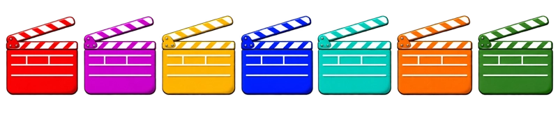 line of clapperboards