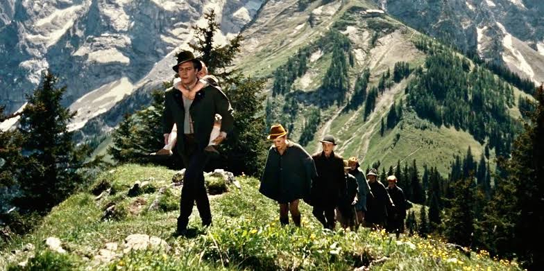walking up a hill