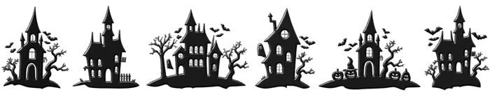 line of six haunted houses