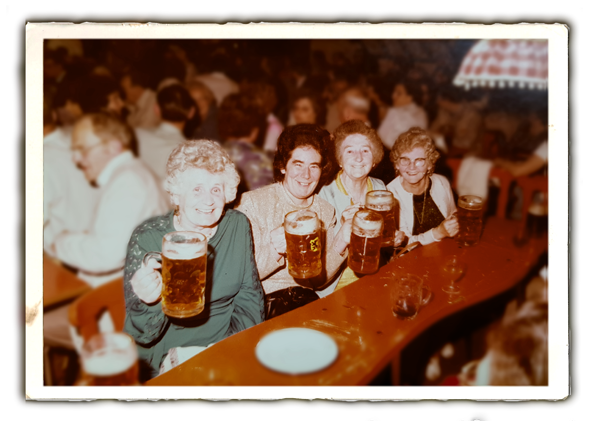 Granny with pint of beer