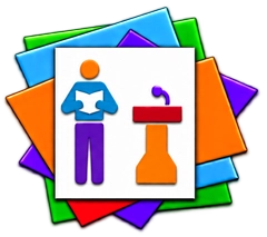 workshops and lectures multicolored logo