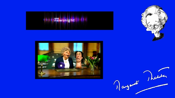 The SPITTING IMAGE Thatcher puppet on NEWSNIGHT. 